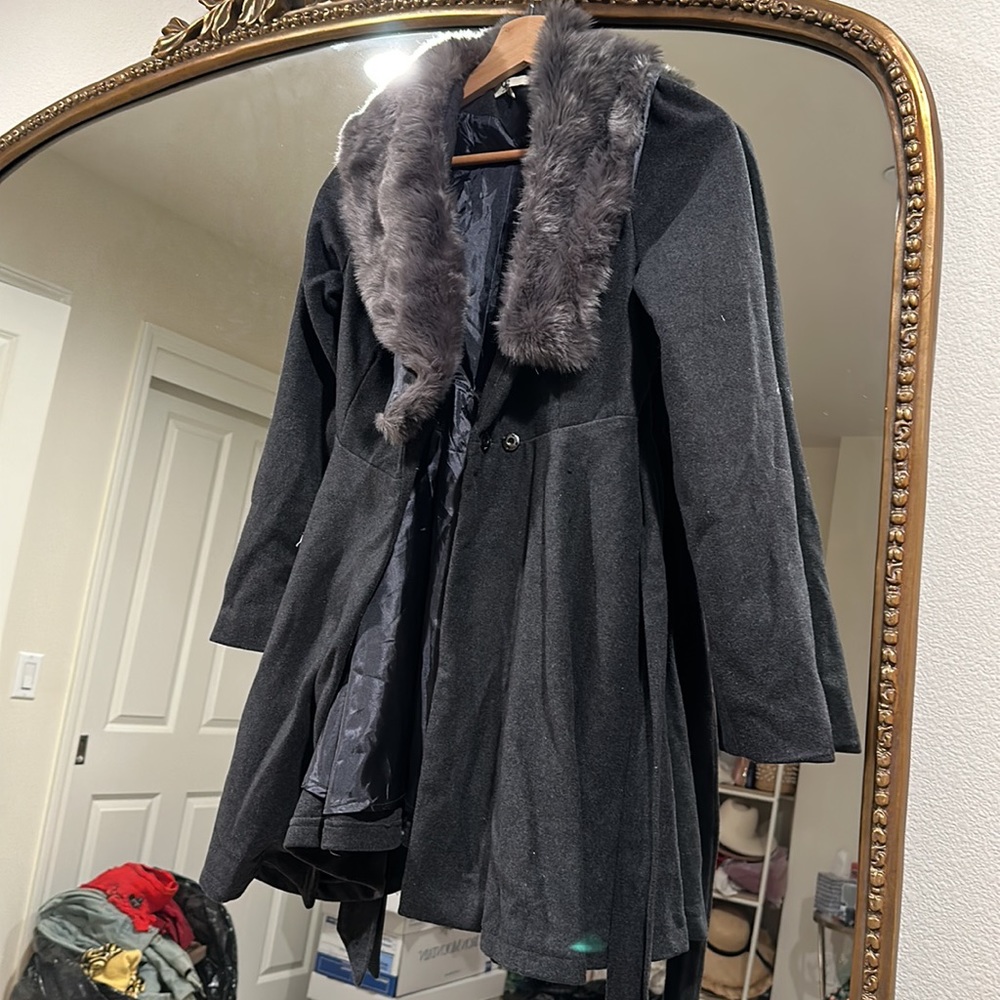 Ya Los Angeles faux fur coat gray small women - Picture 2 of 4